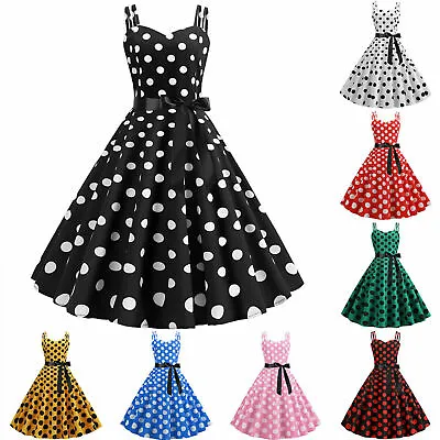 $22.51 • Buy Women's Polka Dot Sleeveless Rockabilly Retro Hepburn Dress Party Swing Dresses