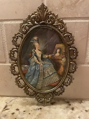 Vintage Ornate Italian Oval Frame Brass Filigree With Victorian Woman • $19.95