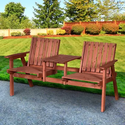 2-Seater Wooden  Bench  Loveseat For Garden Patio Porch Yard • £103.99