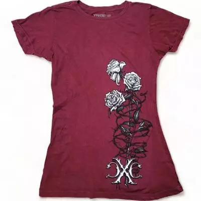 Women's Xtreme Couture Affliction Vintage Ostia Rose Hearts T-Shirt Top S-L • $20.99