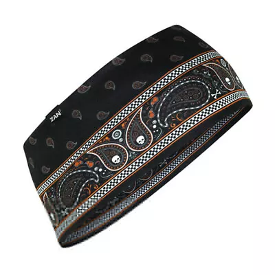 Zan® Headband SportFlex® Series Black & Orange Classic Bandana • $9.98