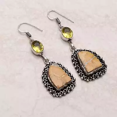 Brecciated Mookaite Citrine Handmade Drop Dangle Earrings Jewelry 2.32  AE-9391 • $2.99