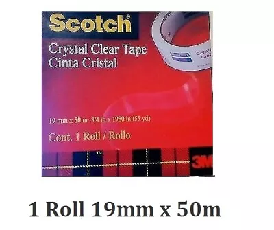 3M Scotch CC1950 Crystal Clear Tape 19mm X 50m Permanent  3  Core 1 ROLL  63C006 • $8.95