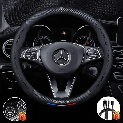 15  Steering Wheel Cover Genuine Leather For Mercedes-Benz Black New • $35.54