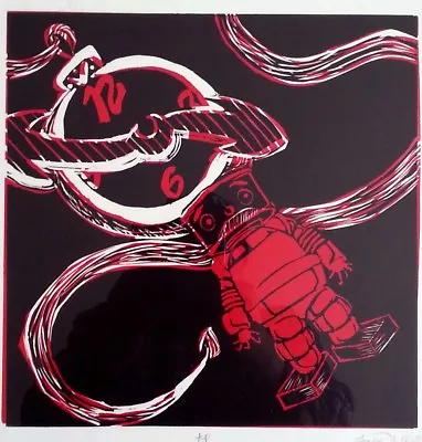 Taylor N. Pristash Artist Proof Woodcut  Robot  21×21 Inches • $199.95