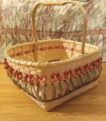 Gorgeous Handwoven Passamaquoddy Wabanaki Large Decorative Splint Oak Basket • $95