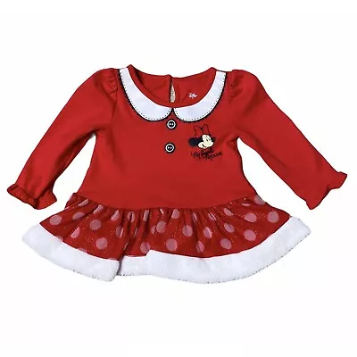 Disney | Minnie Mouse Girls Size 18M Sparkle Tutu Dress Fur Lined Bottom Trim • $18.19