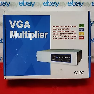 VM-112A 2-Port SVGA VGA Splitter Amplifier Multiplier 400 MHz W/Power Adapter • $31