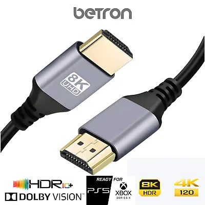 8K HDMI Cable 2.1 Durable Wire Lead 120 FPS 4K@60HZ VRR Dynamic HDR EARC 48Gbps • £10.99