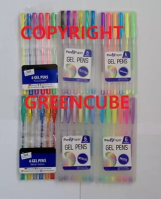 £3.49 • Buy 6 Colour Gel Pens Set Glitter Scented Metallic Ink Ballpoint Craft