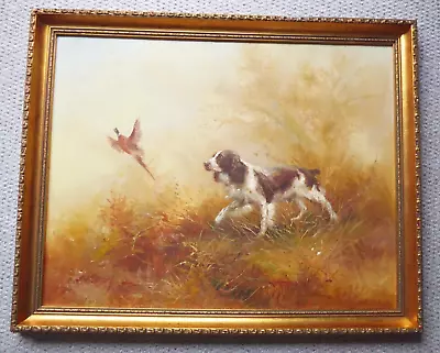 Eugene Kingman Oil On Board Painting Of Spaniel Gundog Hunting Scene • £350