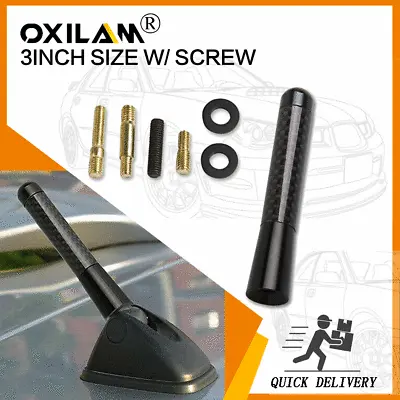 3Inches Car Antenna Carbon Fiber Radio FM Antena Black Kit + Screw For Toyota • $7.99