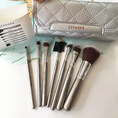 NEW Makeup Brushes COLLECTION Deluxe Antibacterial Brush Set 7pcs + Cosmetic Bag • $16.99