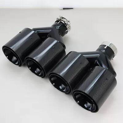 Dual Exhaust For BMW 63MM In 101MM Out Twin End Tips Tail Pipe Carbon Fiber 2PCS • $195.99