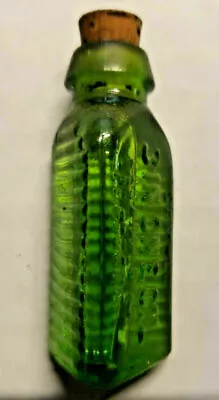 Vtg 3 In One Oil Green Glass 3 Sided Corked Unopened Mini Sample Bottle NOS • $18.99