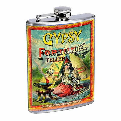 Vintage Gypsy Woman D6 Flask 8oz Stainless Steel Hip Drinking Whiskey • $14.95