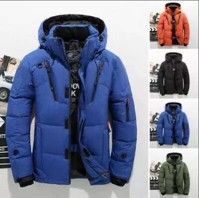 £11.90 • Buy 🎁Thick Hooded Puffer Parka Men Winter Down Jacket Warm Ski Snow Coat Xmas Gift