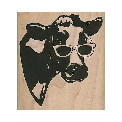 NEW Cow With Sunglasses RUBBER STAMP Cow Stamp Animal Stamp Farm Stamp • $11.20