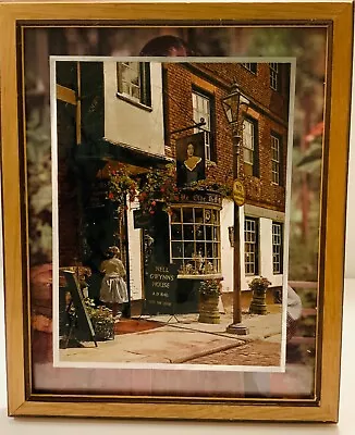 Vtg Foil Art Print Dufex Village England Nell Gwynn's House Wood Frame 11”x9” • £9.49