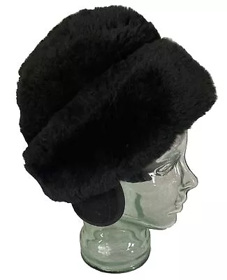 VTG Brooks Brothers Black Cossack  Ear Flap Hat Mouton Lamb Fur USA Made Large • $76.99