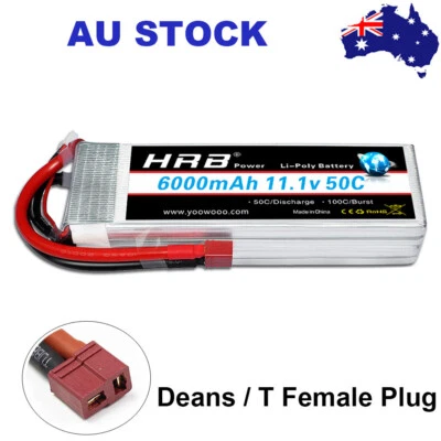 $47.12 • Buy HRB 3S 6000mAh LiPo Battery T Plug 11.1V 50C For RC Airplane Truck Boat Drone AU