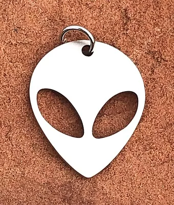 UFO Collection: Silver Stainless Steel Alien Head Necklace Pendant. • $4.99