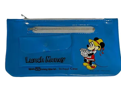 Vintage Blue Walt Disney World Lunch Money School Pencil Case Minnie Mouse • $9.99