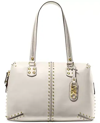 NWT Michael Kors Astor Large Studded Leather Shoulder Tote  LIGHT CREAM • $468