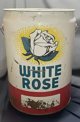 Canadian  WHITE ROSE  5 Imperial Gallon Oil Can - No Lid - 15  Tall By 11  Diam • $9.99