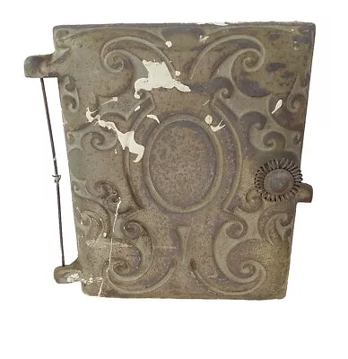 Antique Cast Iron Stove Hatch Door Oven Vintage Old Reclaim ART DECO Scroll • $74.99