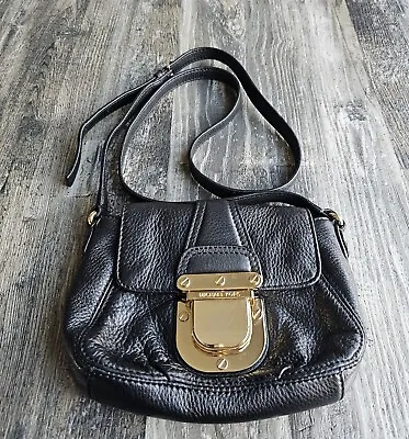 MICHAEL Michael Kors Charlton Black Leather Cross Body Bag Purse Small • $23.99