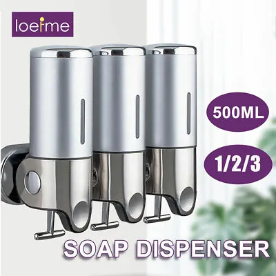 £7.99 • Buy 1/2/3 Soap Dispenser Wall Mounted Liquid Bathroom Hand Soap Shower Gel Shampoo