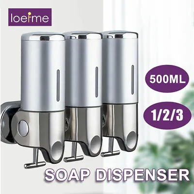 1/2/3 Soap Dispenser Wall Mounted Liquid Bathroom Hand Soap Shower Gel Shampoo • £9.99