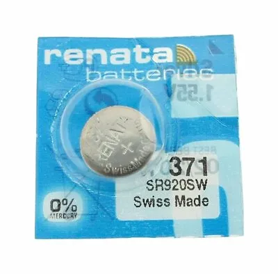 Renata 371 (SR 920 SW) Silver 1.55 V Watch Battery • £0.99