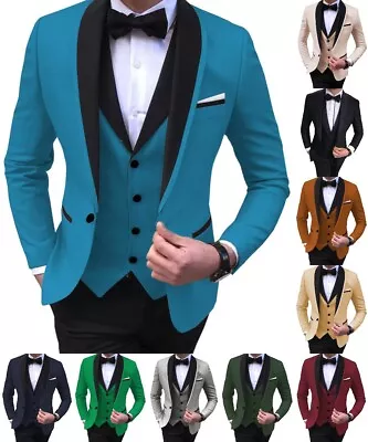 Mens 3 Piece Suit Bohemian Wedding Cocktail Tuxedo Blazer+Vest+Pants 42r 44r 46r • $68.39