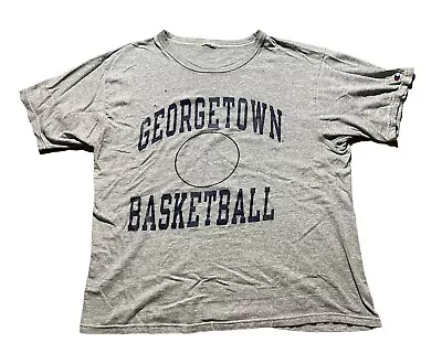 Vintage 90s Champion Gray T-Shirt Mens Georgetown Basketball Distressed XL/XXL • $21.25