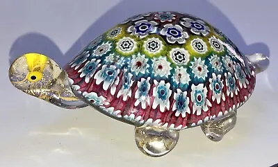 MURANO Millefiori TURTLE Venetian ART GLASS Gold Fleck ITALY • $175