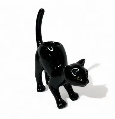 Partylite Black Cat Tealight Candle Holder Arched Halloween Kitty Animal Votive • $33.70