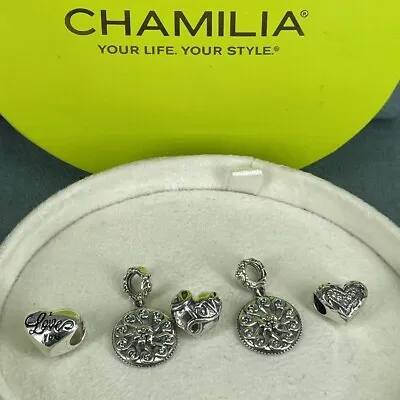 Chamilia Charms MOTHERS Day Love Hearts MUM Bundle 925 Sterling Silver With Box • £40