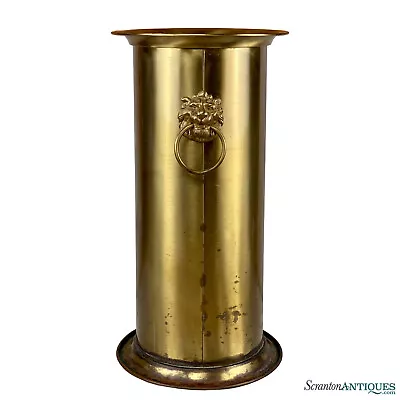 Vintage English Regency Brass Lion's Head Entryway Umbrella Stand • $260