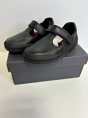 Clarks Childrens Rock Move T Black Leather School Shoes Size UK 7 Fit H • £7.95