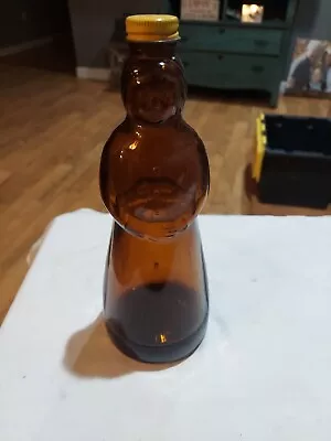 Vintage Mrs. Butterworth Amber Brown Glass Syrup Bottle With Lid 10 Inch • $20