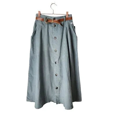 CHEROKEE X VINTAGE Corduroy Midi Skirt High Rise Logo Buttons NEW OLD SOTCK 10 • $49.98