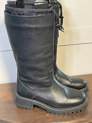 L. L. Bean Black Leather 14  High Waterproof Felt Lined Boot Women’s Size 7 M • $39.50