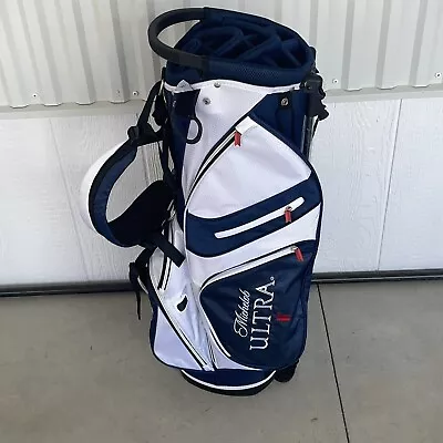 Michelob Ultra Stand Carry Golf Bag 14 Way Dual Shoulder Straps Blue White • $199.99