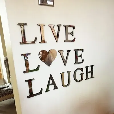 4 Letters Love Home Furniture Mirror Tiles Wall Sticker Self-Adhesive Art Decor • £5.45