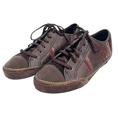 Michelle K Womens Size 8 Sneakers Leather Suede Low Top Lace Up  32179 Brown • $32.99