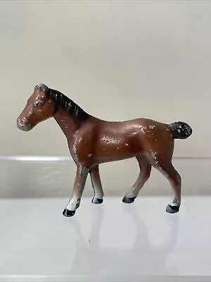 Vintage Metal Walking Horse Figurine Brown Racehorse  • $12