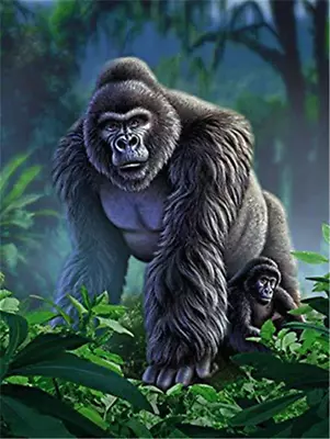 70CM 5D Diamond Painting Gorilla Family Jungle Embroidery Crafts Wall Decor Art • $14.56