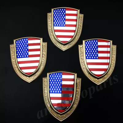 4pcs Gold USA American Flag Fender Trunk Window Side Emblem Badge Decal Sticker • £25.14